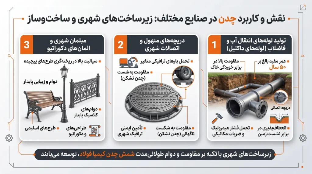 کاربرد چدن در زیرساختهای شهری و ساختوساز